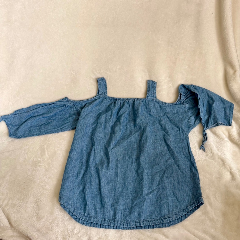 Madewell Chambray Cold Shoulder Top Linen Cotton Tie Sleeve Womens Size Small
